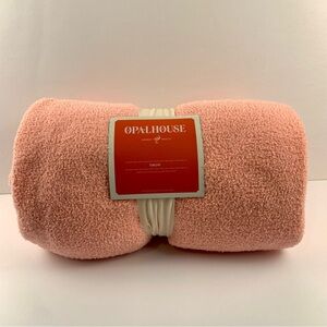 NEW OPALHOUSE 50" x 60"  MELON PINK SOFT FEATHERY BLANKET THROW SUMMER NURSERY